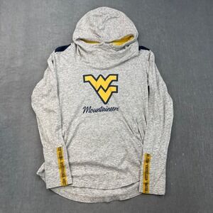 West Virginia Mountaineers Pressbox Women M Gray Hoodie Crossover Neck Pullover